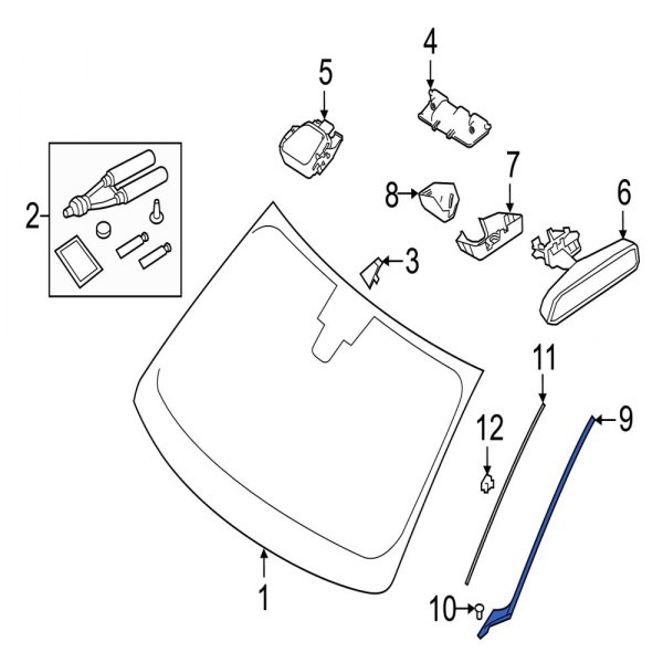 Jaguar OE J9C33164 Front Right Windshield Molding