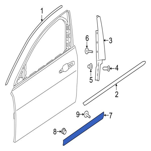 Jaguar OE J9C12353LML Front Right Lower Door Molding