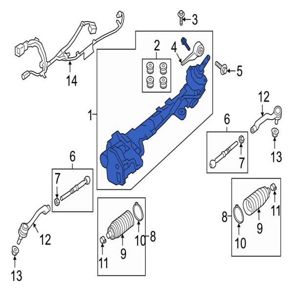Jaguar OE T4K13970 Front Rack and Pinion Assembly