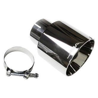 JBA® - 304 SS Round Straight Cut Clamp-On Double-Wall Chrome Plated Exhaust Tip (2.5" Inlet, 4" Outlet, 5.75" Length)