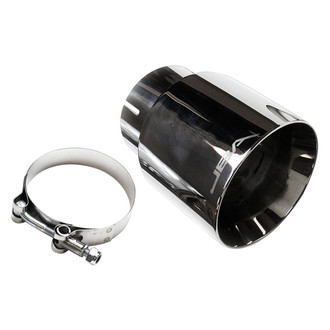 JBA® - 304 SS Round Straight Cut Clamp-On Double-Wall Chrome Plated Exhaust Tip (3" Inlet, 4" Outlet, 5.75" Length)