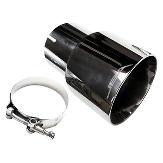 JBA® - 304 SS Round Straight Cut Clamp-On Double-Wall Chrome Plated Exhaust Tip (3" Inlet, 4" Outlet, 7.25" Length)