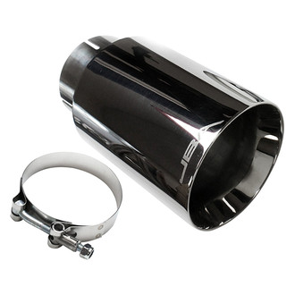 JBA® - 304 SS Round Straight Cut Clamp-On Double-Wall Chrome Plated Exhaust Tip (2.5" Inlet, 4.5" Outlet, 8.125" Length)
