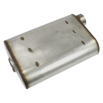 JBA® - 304 SS Oval Chambered Style Gray Exhaust Muffler (2.5" Offset ID, 2.5" Offset OD, 14" Length)