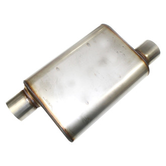 JBA® - 409 SS Oval Chambered Style Gray Exhaust Muffler (3" Offset ID, 3" Offset OD, 13" Length)
