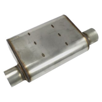 JBA® - 304 SS Oval Straight-Through Style Gray Exhaust Muffler (3" Side ID, 3" Same Side OD, 13" Length)