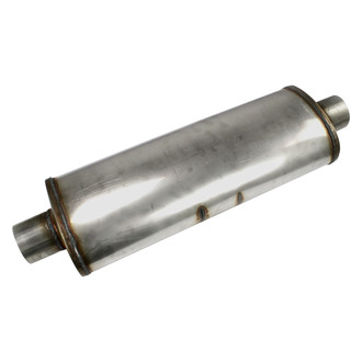 JBA® - 304 SS Round Chambered Style Gray Exhaust Muffler (3" Center ID, 3" Center OD, 22" Length)