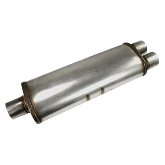 JBA® - 304 SS Oval Chambered Style Gray Exhaust Muffler (3" Center ID, 3" Dual OD, 25" Length)