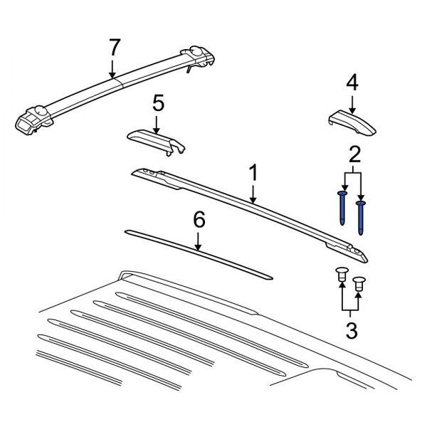 Roof Luggage Carrier Side Rail Screw