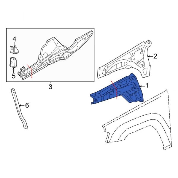 Jeep OE 68083018AE Front Right Fender Apron Reinforcement