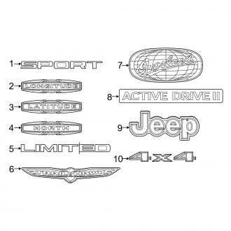 2019 Jeep Cherokee Logos, Emblems, Lettering - Grille, Hood | CARiD