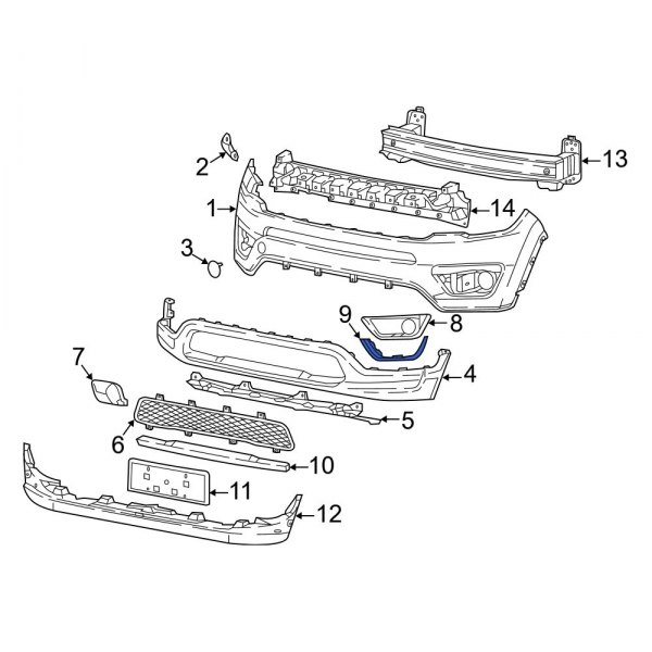 Jeep OE 5UQ01RXFAB Front Left Bumper Trim