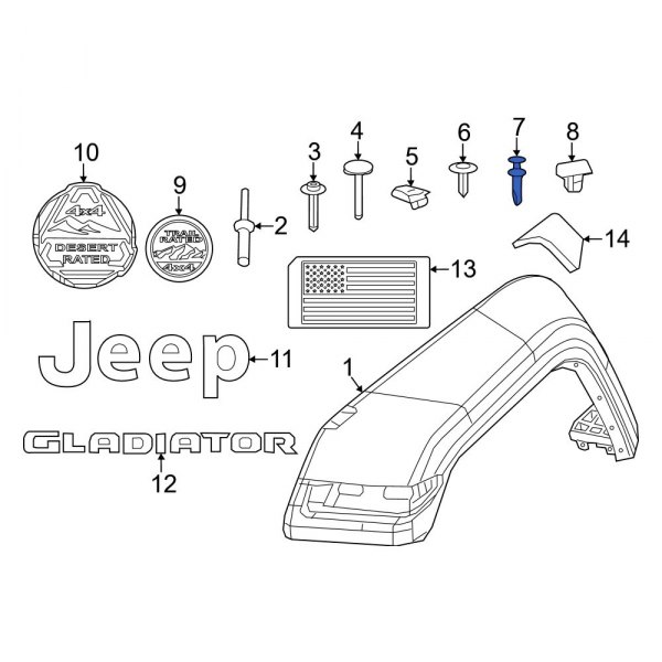 Jeep OE 68225214AA - Fender Flare Clip