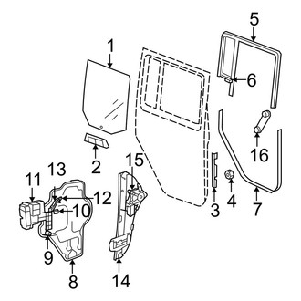 Jeep OE - Rear Door - Glass & Hardware (Full Door), (Unlimited Rubicon / Unlimited Sahara / Unlimited Sport)