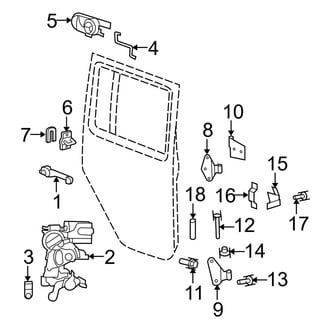 Jeep OE - Rear Door - Lock & Hardware (Full Door), (Unlimited Rubicon / Unlimited Sahara / Unlimited Sport)