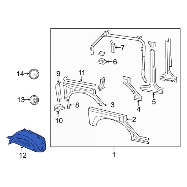 Jeep OE 55157126AK Rear Right Quarter Panel Splash Shield
