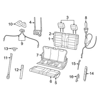 Jeep OE - Seats & Tracks - Rear Seat Components (Bench Seat), (Rubicon / Rubicon X / Sport / Sport S / Willys)