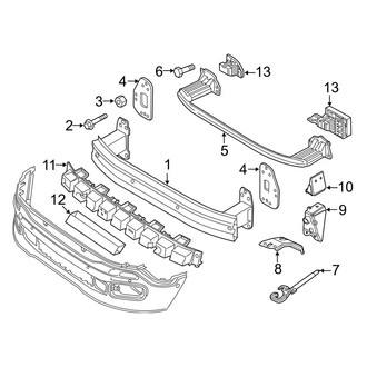Jeep OE - Front Bumper & Grille - Bumper & Components (With Tow Hooks, Bumper Support & Tow Hook)