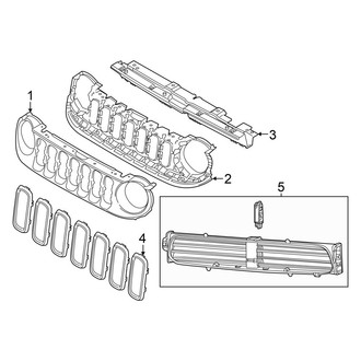 Jeep OE - Front Bumper & Grille - Grille & Components (W/O Tow Hooks)