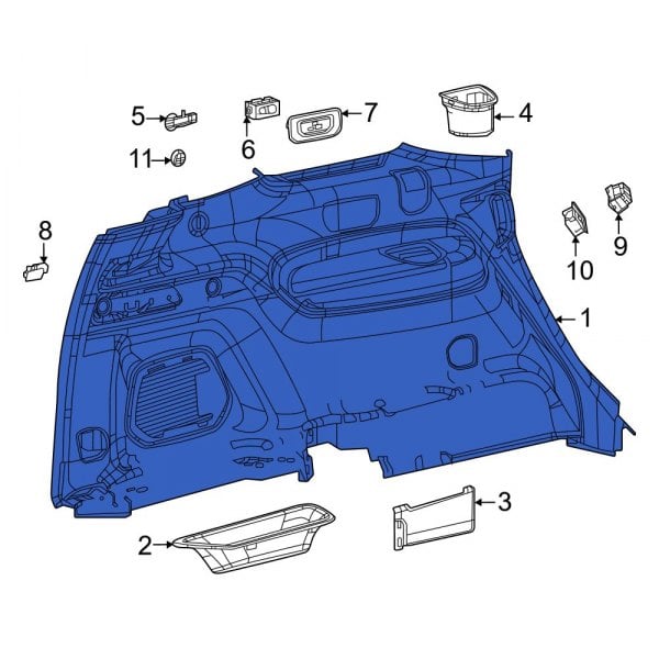Jeep OE 6ZZ721A5AI Rear Left Lower Interior Quarter Panel Trim Panel