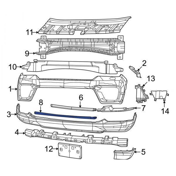 Jeep OE 6YW67SZ7AB Front Upper Bumper Trim