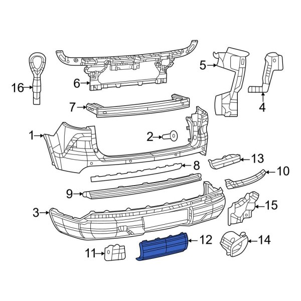 Jeep OE 6SM37TZZAA Rear Bumper Cover Spacer Panel