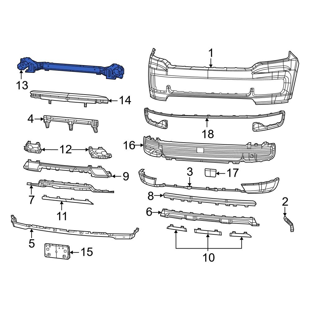 Jeep OE 68402264AD Front Bumper Impact Bar