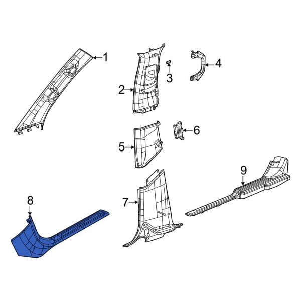Jeep OE 6LF341X7AD Right Kick Panel Trim