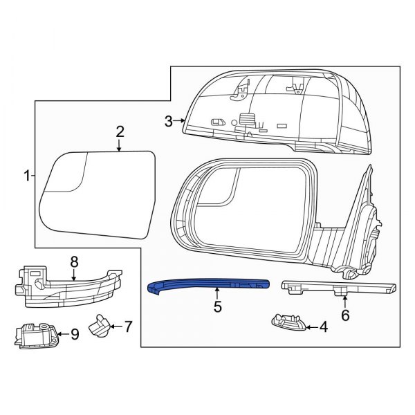 Jeep OE 68551413AA Front Left Outer Door Mirror Trim Ring