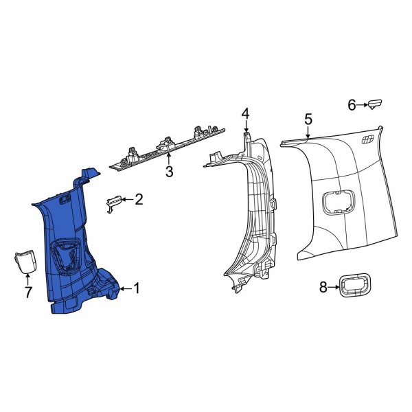 Jeep OE 7FL98TX7AA Right Body CPillar Trim Panel