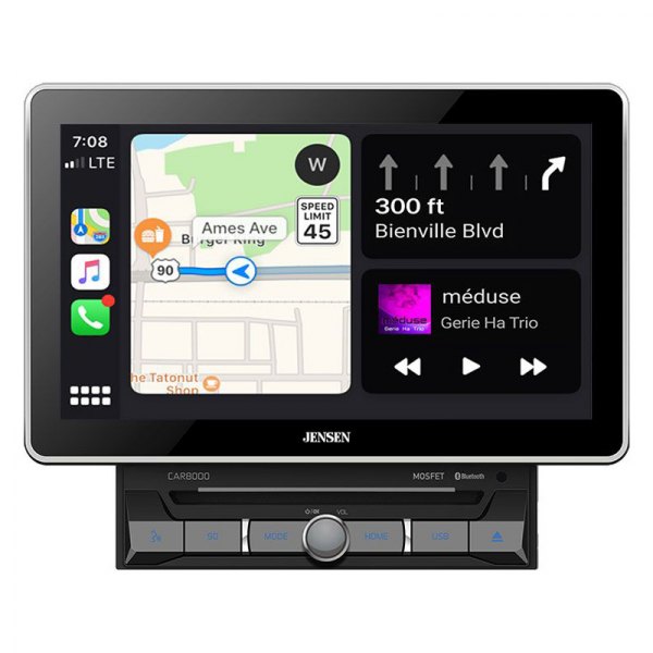 Jensen® - 10.1" Touchscreen Display Double DIN Multimedia DVD Receiver with Bluetooth, Android Auto, Apple CarPlay