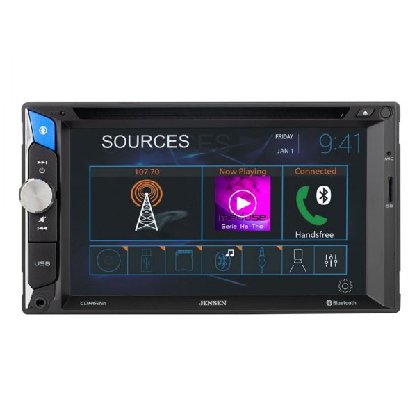 Jensen® - 6.2" Touchscreen Display Double DIN Multimedia DVD Receiver with Bluetooth