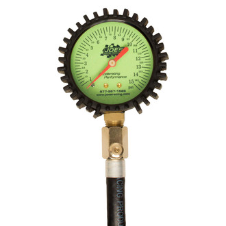 JOES Racing® - 0 to 15 psi Glow-In-The-Dark Dial Tire Pressure Gauge