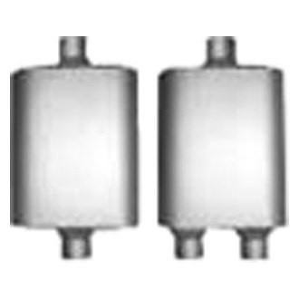 Jones Exhaust® - Flow Deflector Stainless Steel Oval Single Chamber Race Gray Exhaust Muffler (2.25" Offset ID, 2.25" Offset OD, 6.5" Length)