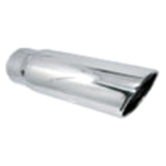 Jones Exhaust® - Stainless Steel Round Rolled Edge Angle Cut Weld-On Polished Exhaust Tip (4" Inlet, 5" Outlet, 15" Length)