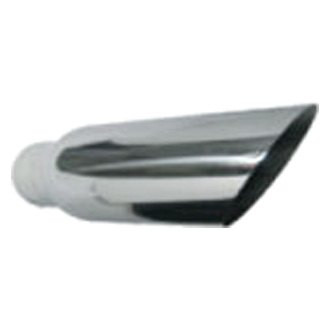 Jones Exhaust® - Stainless Steel Round Non-Rolled Edge Angle Cut Weld-On Black Powder Coated Exhaust Tip with Neck (2.25" Inlet, 3.5" Outlet, 18" Length)