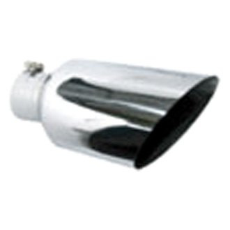 Jones Exhaust® - Stainless Steel Round Non-Rolled Edge Angle Cut Bolt-On Polished Exhaust Tip (5" Inlet, 8" Outlet, 15" Length)