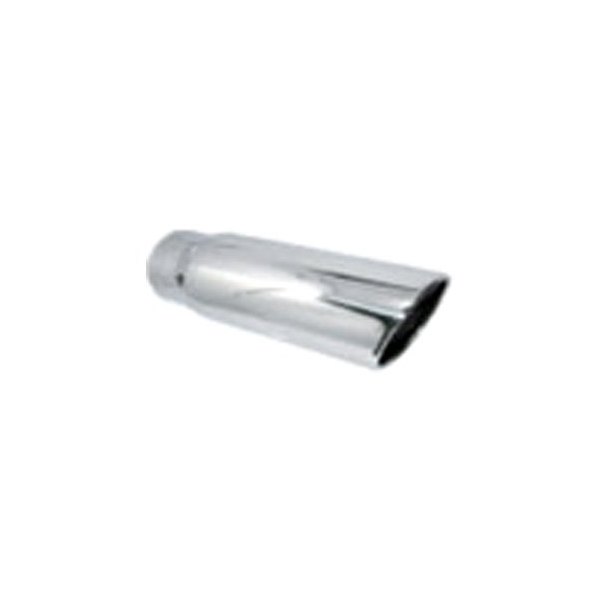 Jones Exhaust® - Stainless Steel Round Rolled Edge Angle Cut Chrome Exhaust Tip with Neck