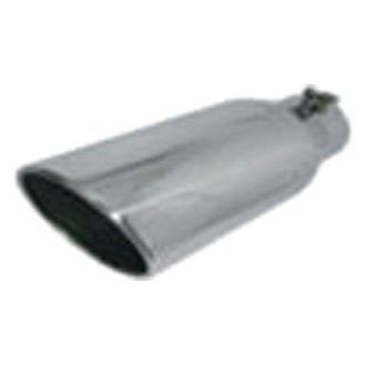Jones Exhaust® - Stainless Steel Round Rolled Edge Angle Cut Bolt-On Chrome Exhaust Tip (4" Inlet, 5" Outlet, 15" Length)