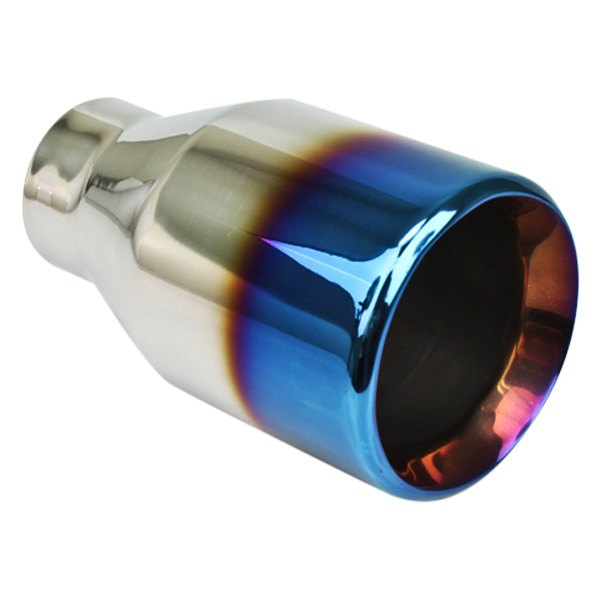 Jones Exhaust® - Stainless Steel Round Straight Cut Double-Wall Blue Flame Exhaust Tip