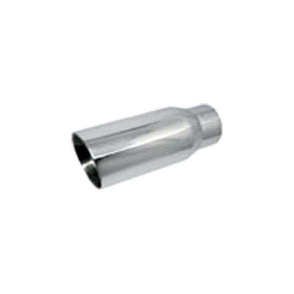 Jones Exhaust® - Stainless Steel Round Rolled Edge Straight Cut Double-Wall Chrome Exhaust Tip