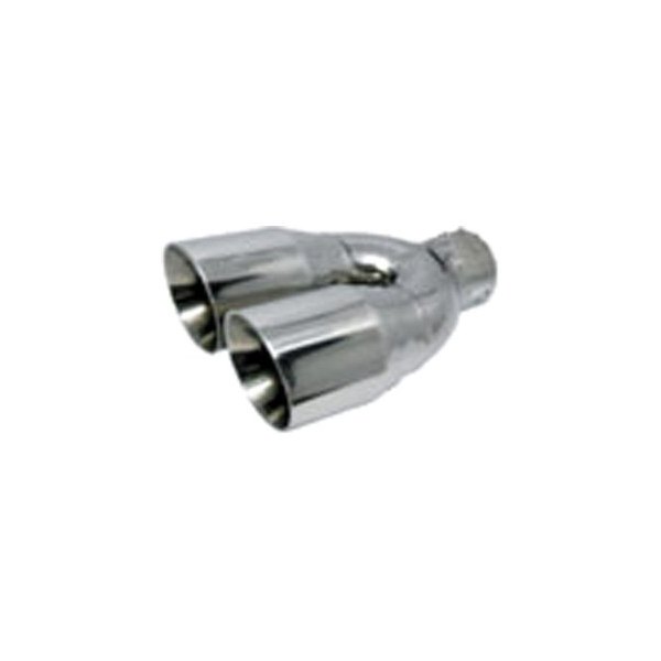 Jones Exhaust® - Stainless Steel Round Rolled Edge Angle Cut Dual Polished Exhaust Tip