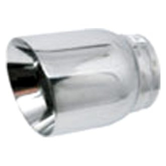 Jones Exhaust® - Stainless Steel Round Beveled Edge Angle Cut Weld-On Double-Wall Polished Exhaust Tip (3" Inlet, 4" Outlet, 5" Length)