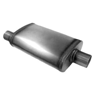 Jones Exhaust® - Stainless Steel Oval Gray Exhaust Muffler (3" Center ID, 3" Dual OD, 22" Length)