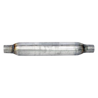 Jones Exhaust® ATT18S-5 - Twin Turbo Stainless Steel Round Straight Necked Tube Gray Exhaust Muffler (2.25" Center ID, 2.25" Center OD, 18" Length)