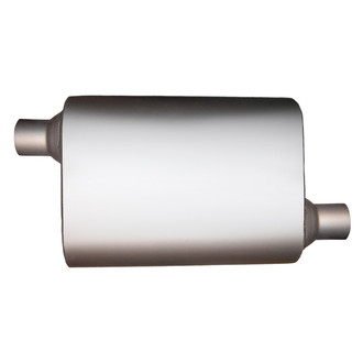Jones Exhaust® - Flow Deflector Stainless Steel Oval Full Boar Performance Gray Exhaust Muffler (2" Offset ID, 2" Offset OD, 13" Length)