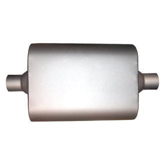 Jones Exhaust® - Race Stainless Steel Oval Full Boar Single Chamber Gray Exhaust Muffler (2.5" Center ID, 2.5" Center OD, 6.5" Length)