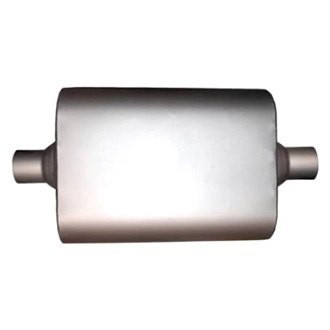 Jones Exhaust® - Race Stainless Steel Oval Full Boar Single Chamber Gray Exhaust Muffler (3" Center ID, 3" Center OD, 6.5" Length)