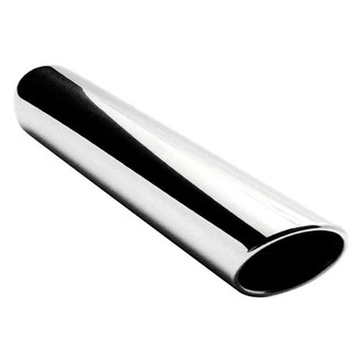 Jones Exhaust® - Stainless Steel Round Rolled Edge Angle Cut Weld-On Chrome Exhaust Tip (2.25" Inlet, 3.5" Outlet, 18" Length)