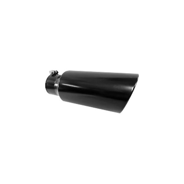 Jones Exhaust® - Stainless Steel Round Rolled Edge Angle Cut Black Powder Coated Exhaust Tip